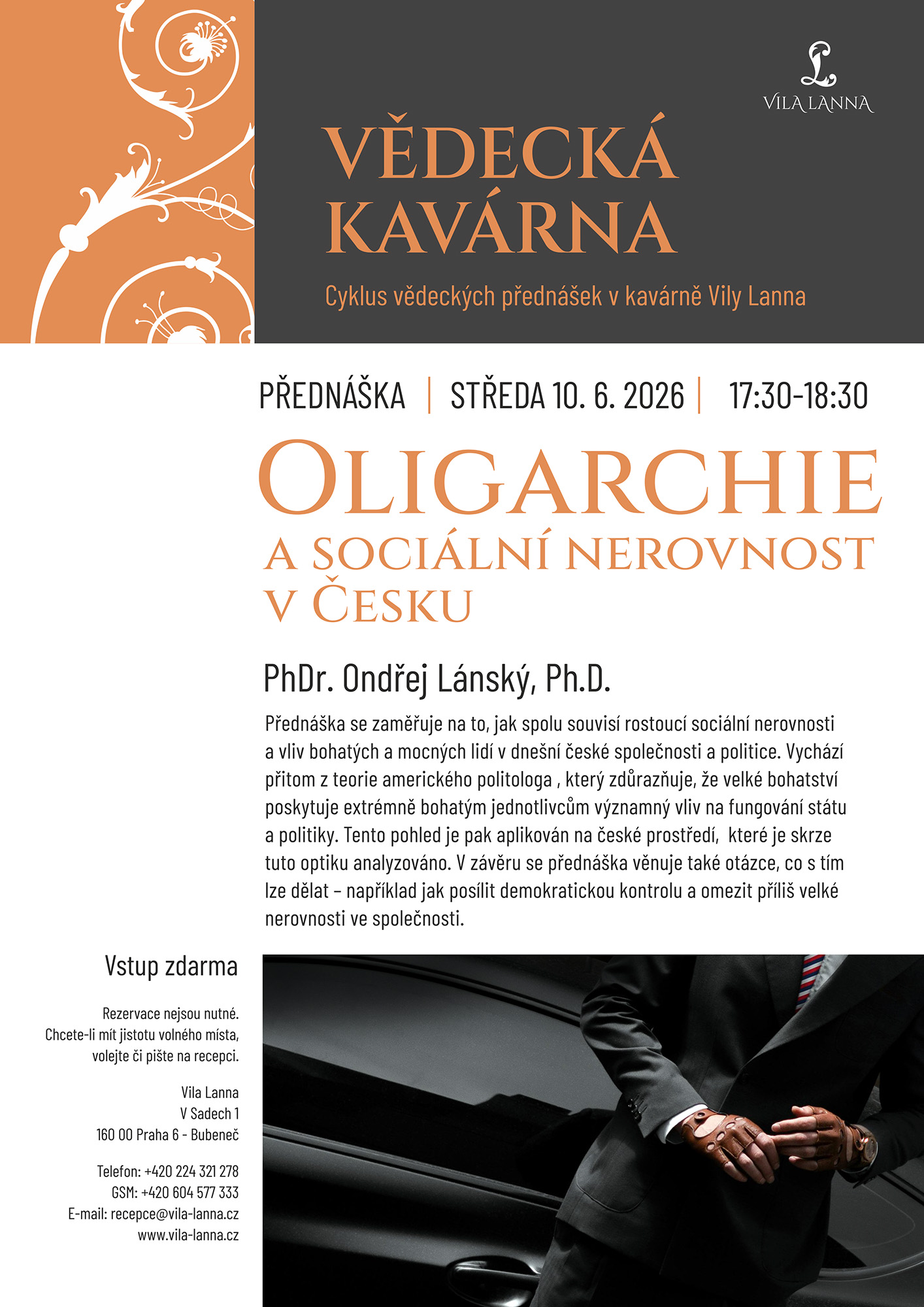 Vědecká kavárna ve Vile Lanna: Oligarchie a sociální nerovnost v Česku